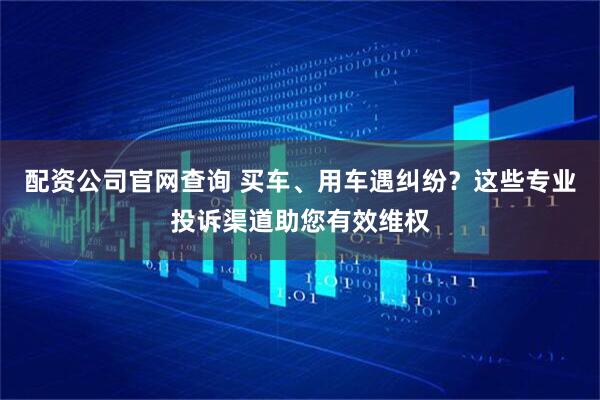 配资公司官网查询 买车、用车遇纠纷？这些专业投诉渠道助您有效维权